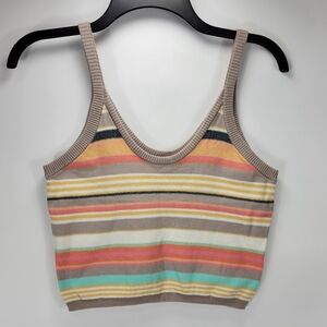 O'neill Crop Tank Top Striped Multicolor Shirt Women Medium M Dainty Beach Y2K